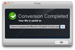 SWF Converter Mac: SWF to video conversion finished